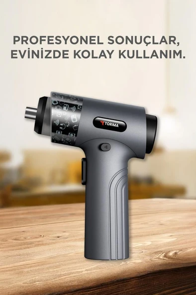 Torima TTS-01 Gri 30 Parça Sarjlı Tornavida Seti – Led Işıklı, Mıknatıslı, Type-c - Resim 3