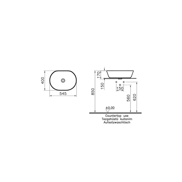 VitrA Geo Oval Çanak Lavabo 55 cm - 6