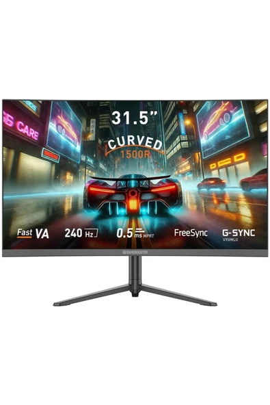 GameBooster 31.5" GB-32C240FP 240Hz 0.5Ms Fast VA FHD Pivot Curved RGB Gaming Monitör ürün görseli