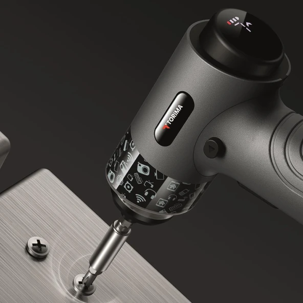 Torima TTS-01 Gri 30 Parça Sarjlı Tornavida Seti – Led Işıklı, Mıknatıslı, Type-c - Resim 6