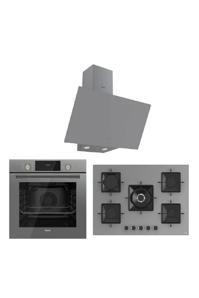 Ferre Flowart SS Serisi gri ankastre set (d079+ss038+qms63cpr) - 1