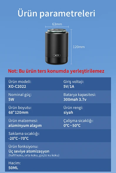 Araç İçi Koku ve Işık Sistemi Yıldızlı Gökyüzü Efekti Şarjlı Araç Parfüm Dağıtıc 50 mL - 5