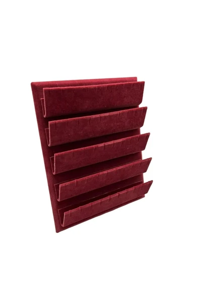 Süet Kumaş 20/16 Cm Bordo Renk Ayaklı Küpe Standı - 4
