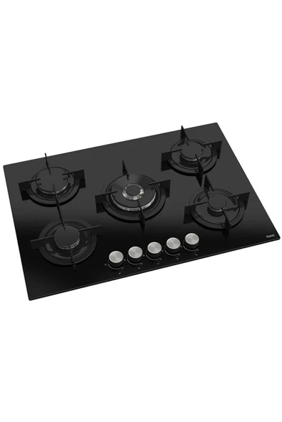 Ferre Rs035 75 Cm. 5 Gözlü Woklu Ankastre Cam Ocak - Siyah - Resim 2