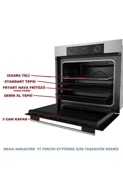 Ferre Fryart YAĞSIZ PİŞİRME Luxury  Serisi MEGA ANKASTRE Set ( Rs035+ Xe63mı + D023) - Resim 3