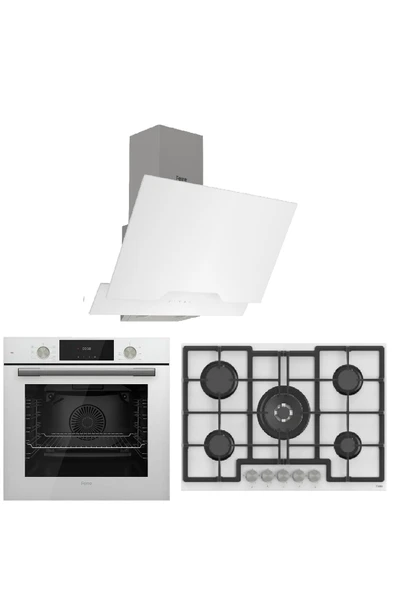 Ferre Flowart Luxury Serisi Beyaz Ankastre Set ( D064 - Ed036 - Qms63cb ) ürün görseli