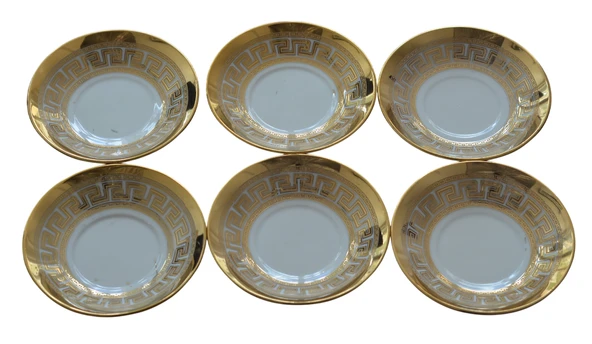 Boya Defolu Porselen 6 Kişilik Altın Renkli Yaldızlı Işlemeli Çay Tabağı No:5