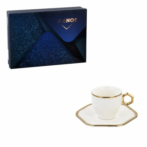 Çiftçiler Kahve Fincan Takımı 6 Kişilik Beyaz Gold