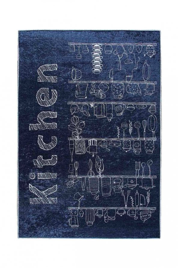 elleser Dekoratif Yıkanabilir Kaymaz Deri Tabanlı Mutfak Halısı - 2