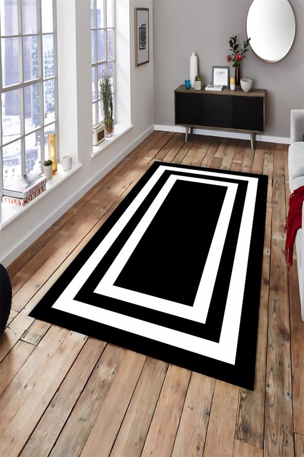 elleser Dekoratif Yıkanabilir Kaymaz Tabanlı Salon Halısı