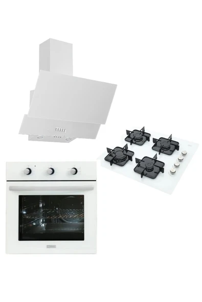 ukinox Beyaz Cam Ankastre Set Yoga Modern/ares60/Hawk60