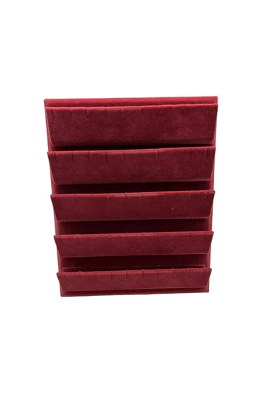Süet Kumaş 20/16 Cm Bordo Renk Ayaklı Küpe Standı - 2