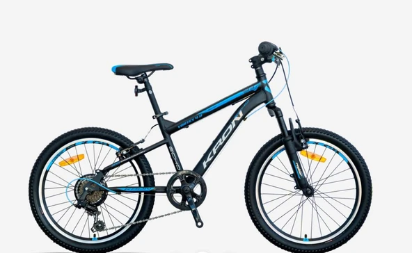 Kron VORTEX 4.0 20 Jant 7 Vites V-Fren Çelik Çocuk Bisikleti Siyah Mavi Gri - Resim 2