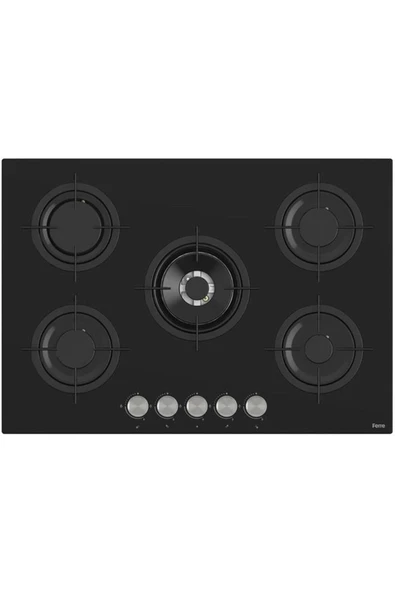 Ferre Rs035 75 Cm. 5 Gözlü Woklu Ankastre Cam Ocak - Siyah ürün görseli