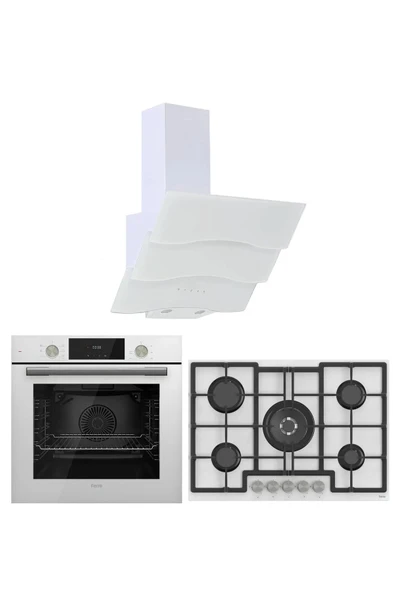 Ferre Flowart Pro Serisi Beyaz  Ankastre Set ( D024 - Ed036 - Qms63cb ) ürün görseli