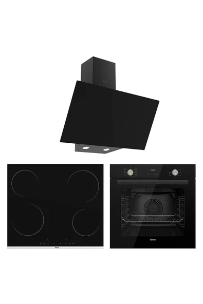 Ferre Flowart Smart Plus Siyah Vitroseramik Elektrikli 3'lü Ankastre Set ( QMS63CS-MS261-D077 ) ürün görseli