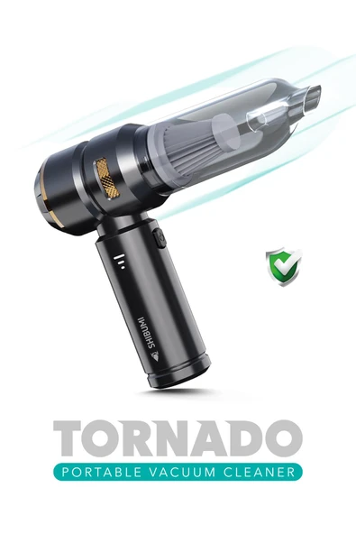 Tornado 100W Şarjlı Kablosuz Araç İçi Süpürge Gerçek 16000PA Güçlü Üfleme & Vakum Aksesuarlı Type-c - 2