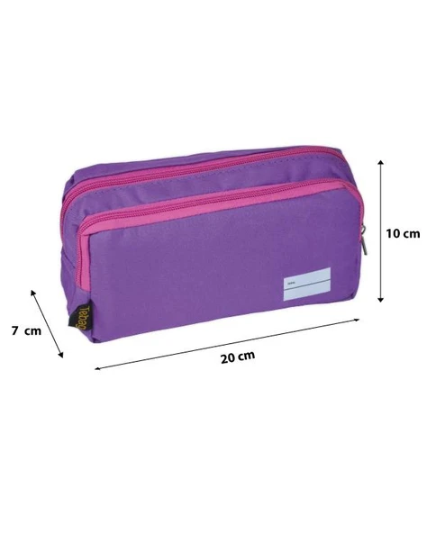 Tebag İki Gözlü Mor Kalem Çantası - Resim 4