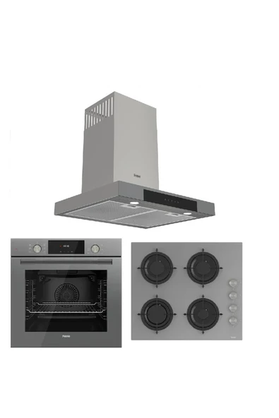Ferre Flowart Serisi Gri MEGA ANKASTRE Set (cs208 + Qms63cpr +d102 ) - 1