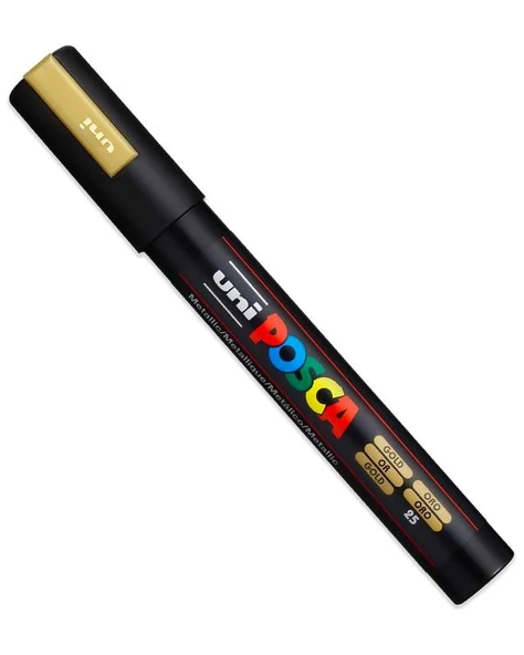 Uni Posca Su Bazlı Poster Markörü Metalik Altın 1.8 2.5mm PC5M - Resim 2