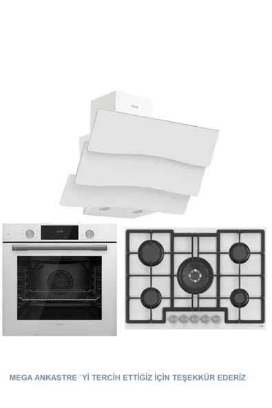 Ferre FerreFlowart Luxury Serisi Beyaz MEGA ANKASTRE Set ( D024 - Ed036 - Qms63cb ) ürün görseli