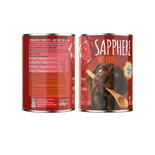 Sapphere Kırmızı Etli Yetişkin Köpek Konservesi 400 Gr - Resim 3