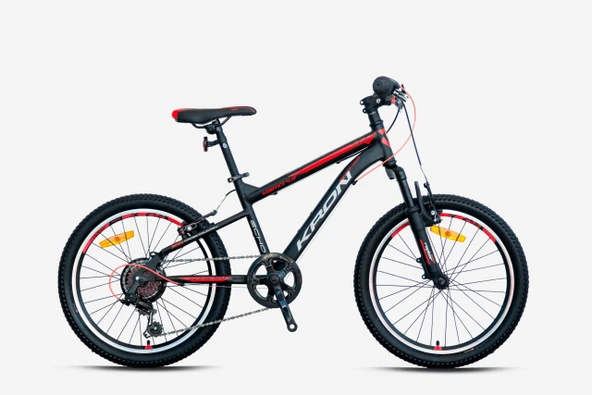 Kron VORTEX 4.0 20 Jant 7 Vites V-Fren Çelik Çocuk Bisikleti Siyah Kırmızı 20 Jant Vitesli Bisiklet - Resim 2