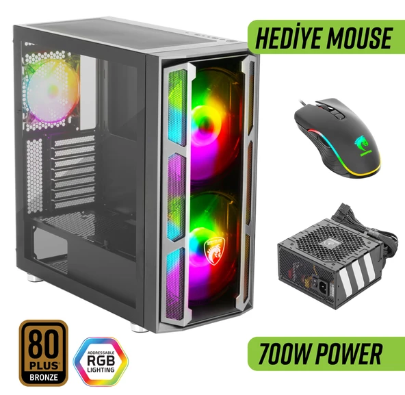 Green Griffin G6 ARGB Gaming Bilgisayar Kasası 700W 80+ Bronze PSU Dahil