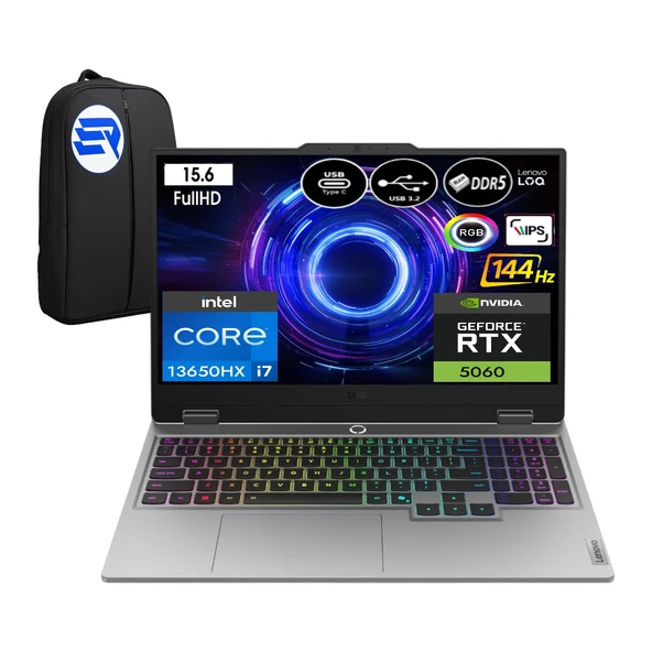 Lenovo Loq 15IRX10 83JE00J5TREP9 I7-13650HX 16GB Ram 2tb SSD RTX5060 15.6" 144Hz WIN11 Pro + Elektropasaj Çanta