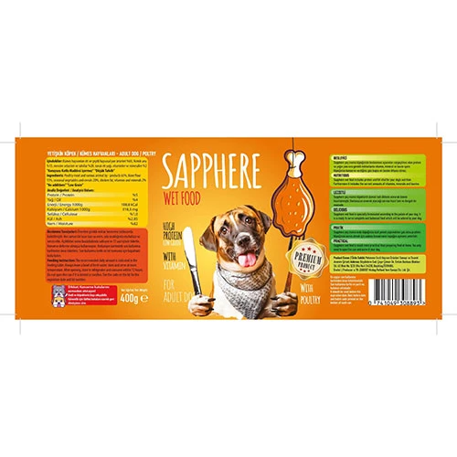 Sapphere Kümes Hayvanlı Yetişkin Köpek Konservesi 6 Adet 400 Gr - Resim 3