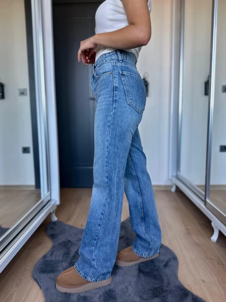 Kadın Straıght Jean Mavi - Resim 6