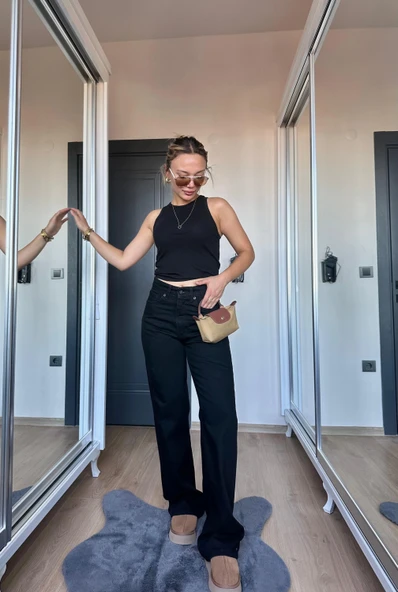 Kadın Straıght Jean Siyah - Resim 4