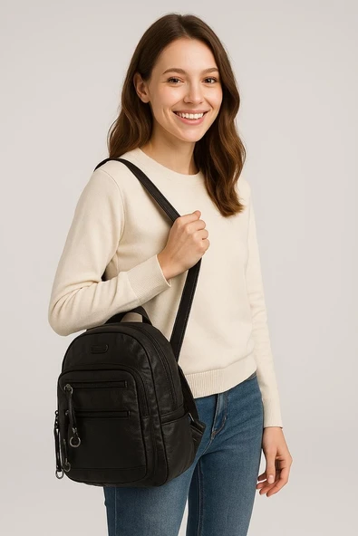 Owert Siyah Cilt Sırt Çantası ürün görseli 1