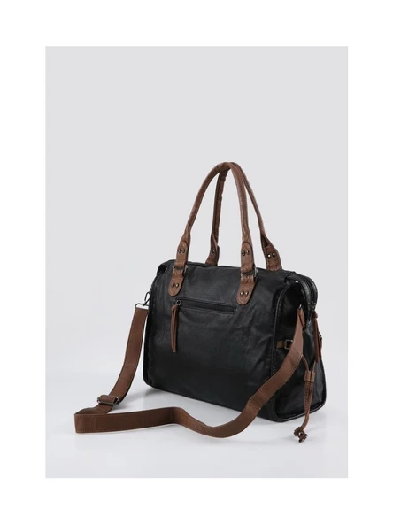 Muert Siyah Cilt Omuz Askılı El Çantası - Resim 4