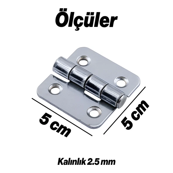 Gümüş Metal Yaprak Menteşe 4 ADET 50x50 mm Dayanıklı Kapı Pencere Dolap ve Mobilya Kullanımına Uygun - Resim 2