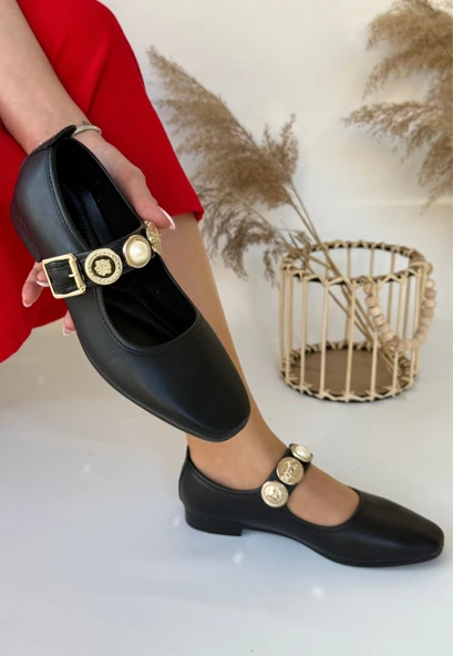 Koope Siyah Cilt Babet Ayakkabı - Resim 4