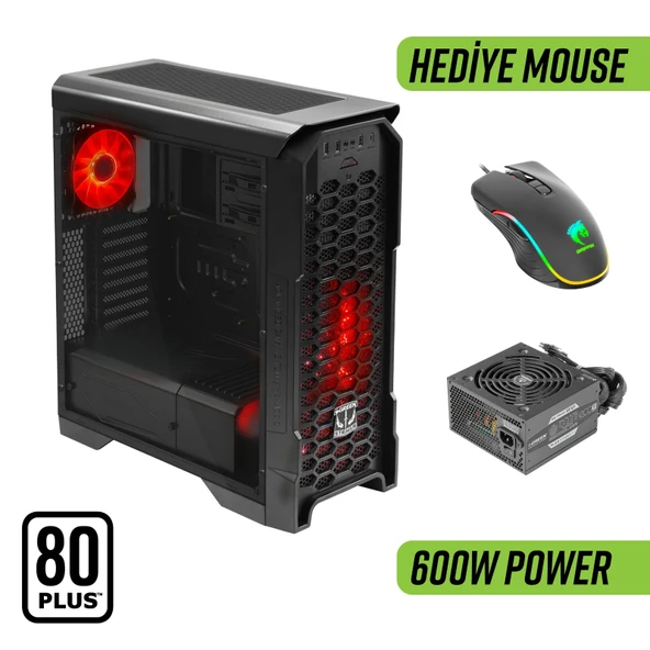 Green Striker Midtower Gaming Bilgisayar Kasası 600W 80+ PSU Dahil - 5