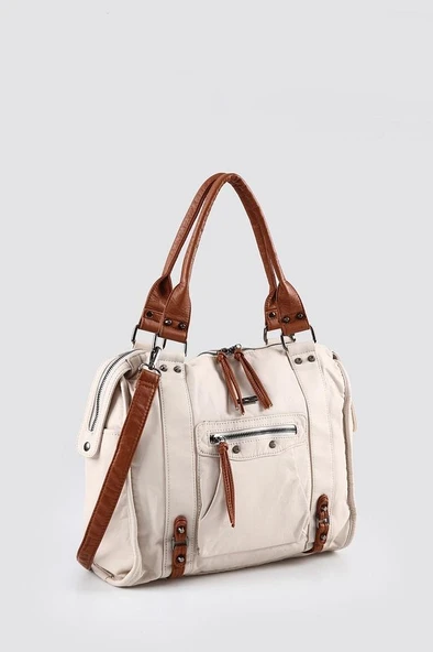 Abga Bej Cilt Omuz Çantası - Resim 2