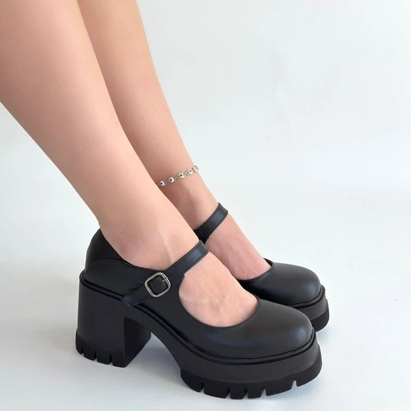 Dlor Siyah Cilt Dolgu Topuk Ayakkabı - Resim 4