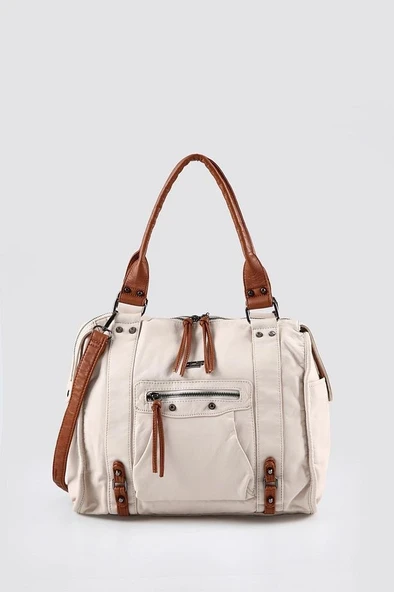 Abga Bej Cilt Omuz Çantası ürün görseli 1