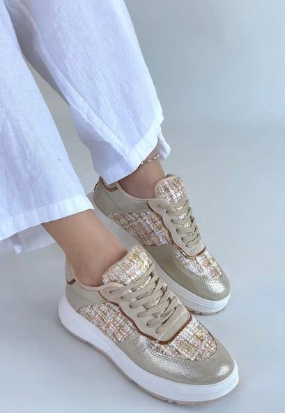 Hawer Bej Cilt Bağcıklı Spor Ayakkabı - Resim 2