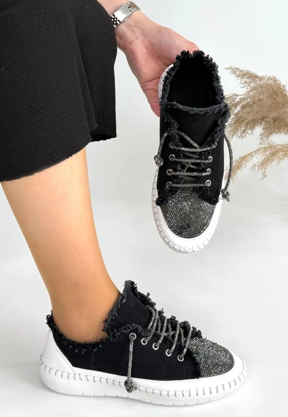 Enber Siyah Kot Bağcıklı Spor Ayakkabı - Resim 3