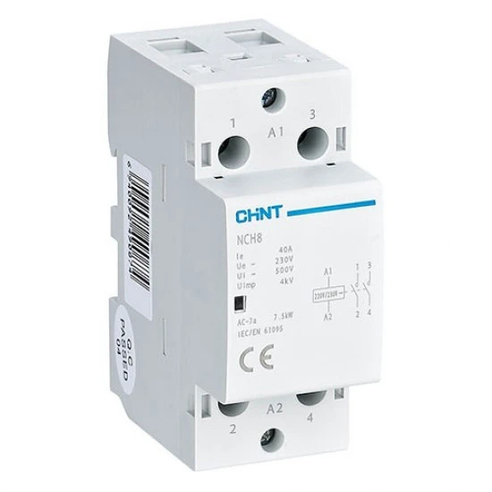 Chint NCH8 Serisi 2 Kutuplu Bina İçi Aydınlatma Otomasyon Kontaktörü 40A 1NA+1NK ürün görseli
