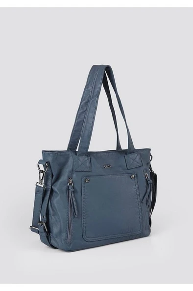 Lonti Mavi Cilt Omuz Çantası - Resim 2