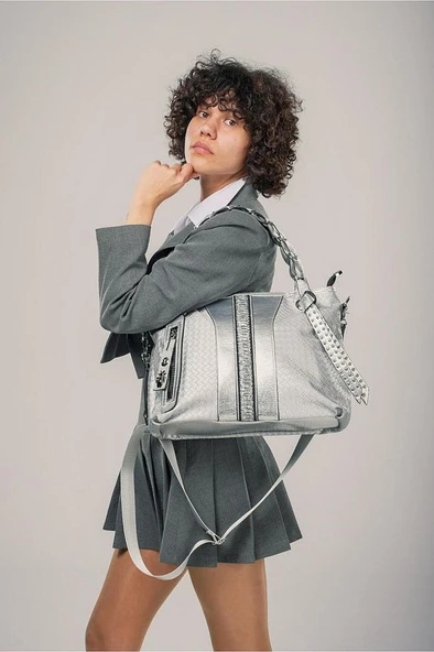 Jaxe Gri Cilt Omuz Çantası ürün görseli 1