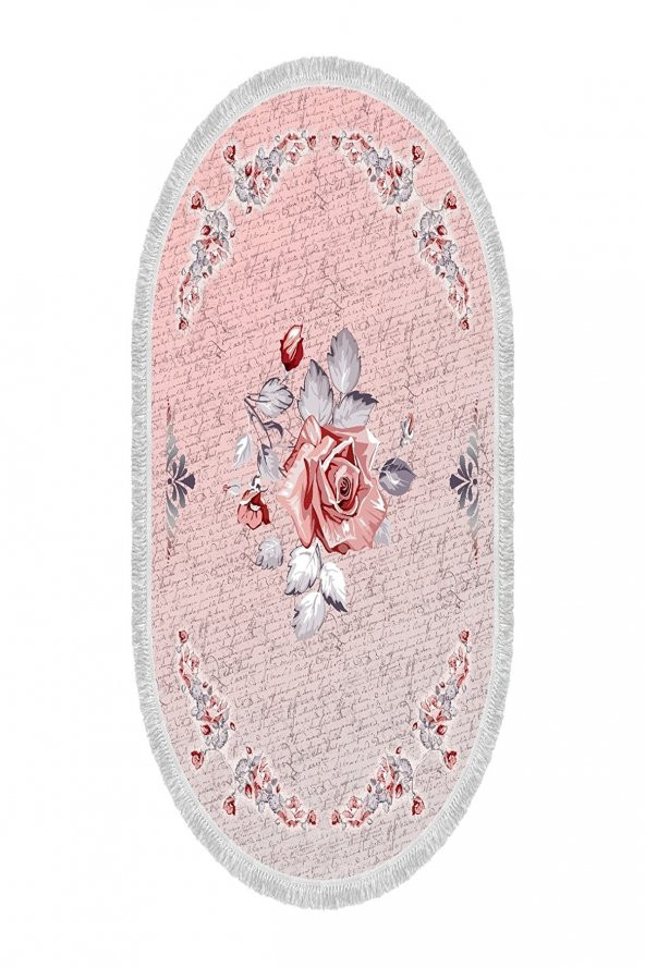 elleser Dekoratif Yıkanabilir Kaymaz Tabanlı Oval Salon Halısı - 2