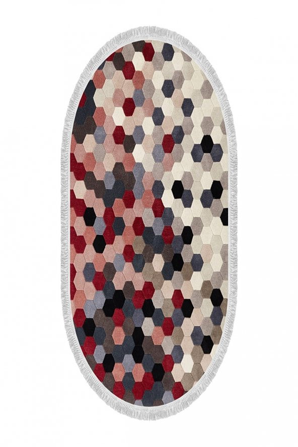 elleser Dekoratif Yıkanabilir Kaymaz Tabanlı Oval Salon Halısı - 2