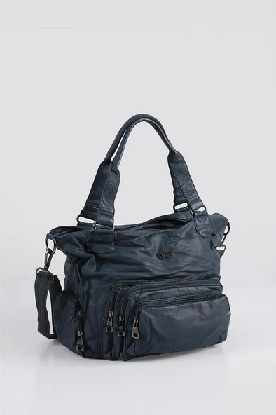 Katti Mavi Cilt Omuz Çantası - Resim 2