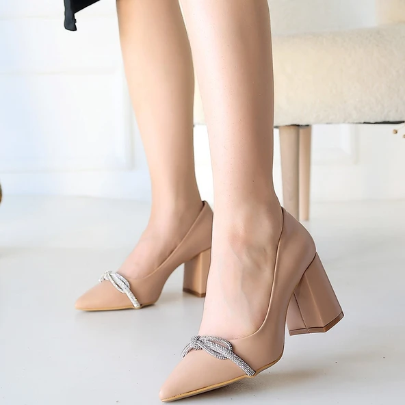 Loriya Nude Cilt Topuklu Ayakkabı - Resim 4