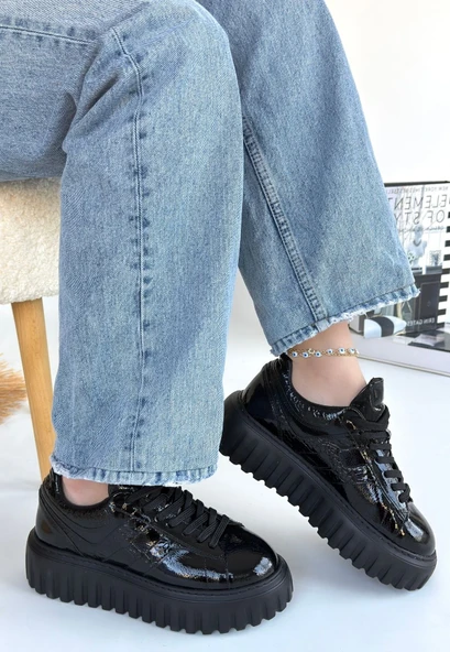 Gesti Siyah Rugan Bağcıklı Spor Ayakkabı - 2